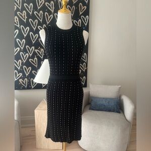 Authentic Versace Black Studded Midi Dress